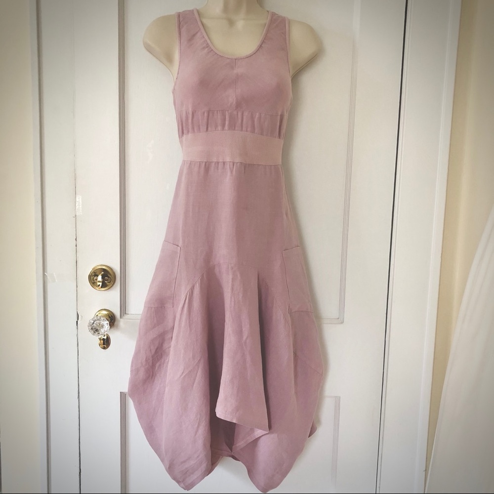 Neiman Marcus Dust Pink Linen Bohemian Dress